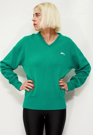 VINTAGE 90' OLDSCHOOL CLASSIC SLAZENGER TURQUOISE JUMPER