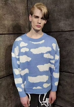 Cloud sweater sky space knitwear jumper pastel blue white