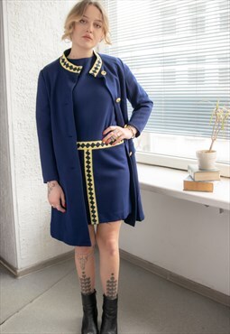 Vintage 60's Unique Blue Coat and Dress Set
