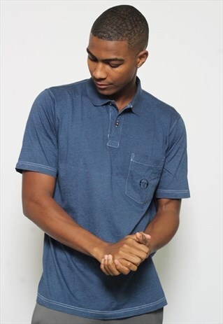 VINTAGE SERGIO TACCHINI LOGO POLO SHIRT BLUE
