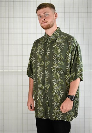 VINTAGE OVERSIZED HAWAIIAN GREEN BEACH SHIRT