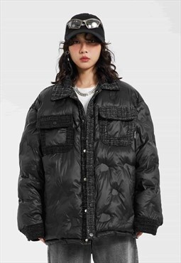 Quilted puffer padded utility bomber jacket grunge coat