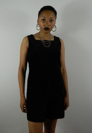 BLACK CORDUROY MINI DRESS