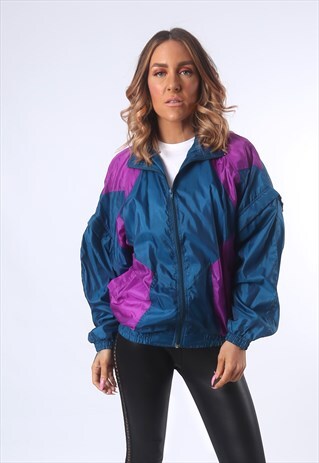 SHELL JACKET BOMBER TRACK OVERSIZED VINTAGE UK 12 (5AN)