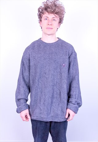 VINTAGE CHAPS RALPH LAUREN KNIT JUMPER GREY XL