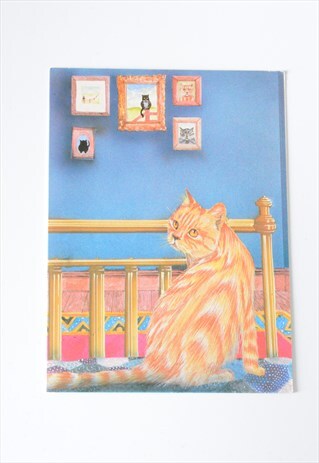 VINTAGE 80S COLOURFUL CAT CARD