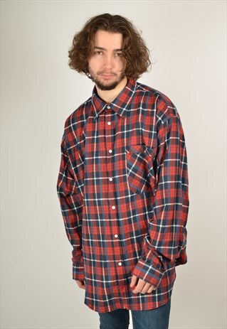 VINTAGE CHECK FLANNEL SHIRT IN RED