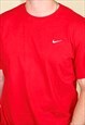 VINTAGE 90S NIKE TICK EMBROIDERED SWOOSH T-SHIRT IN RED