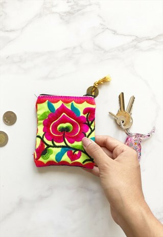 HMONG COIN PURSE FLORAL EMBROIDERED WALLET STOCKING FILLER