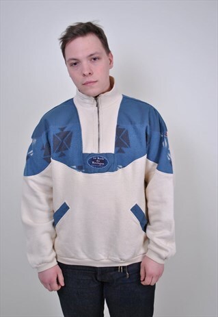 70S WINTER PATTERN SPORT ANORAK JACKET, SIZE L