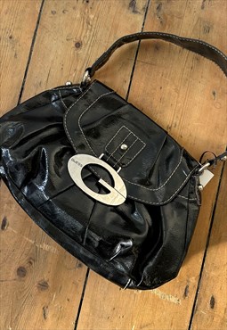 Y2K 00s Guess Black Small Leather Shoulder Bag