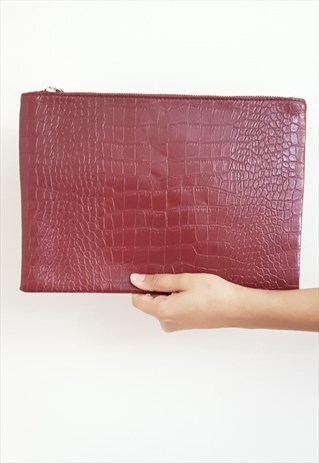 CROCODILE PRINT OVERSIZED CLUTCH BAG