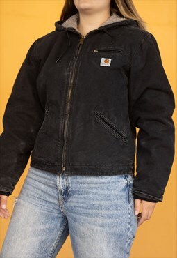 Vintage Carhrartt Y2K Jacket with Hoodie in Black M