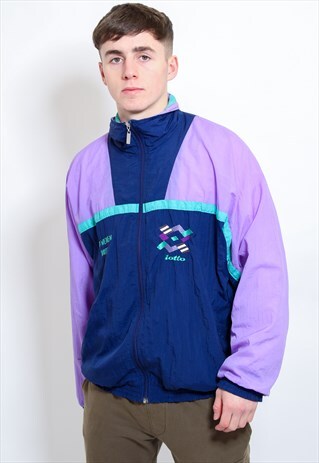 VINTAGE LOTTO SHELL JACKET IN BLUE AND PURPLE LARGE