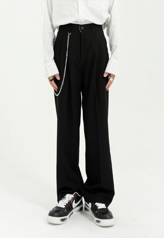 KALODIS SOLID COLOR LOOSE CHAIN CASUAL PANTS