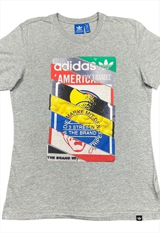 Adidas Originals Vintage Men's Grey Tee With Graphic Design