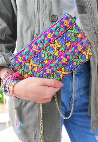 BAG ETHNIC PEARLS MULTICOLOR