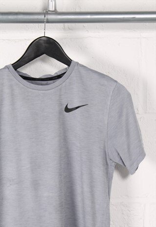 Vintage Nike T-Shirt in Grey Crewneck Sports Top 13-15yrs