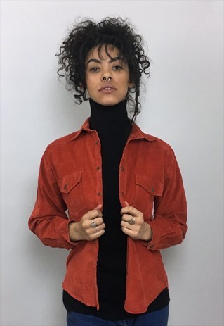 VINTAGE 90S RED ORANGE CORDUROY SHIRT