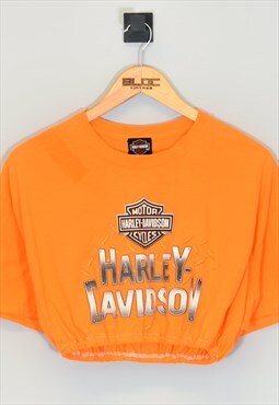 Vintage Womens 2016 Harley Davidson Crop Top Orange Large