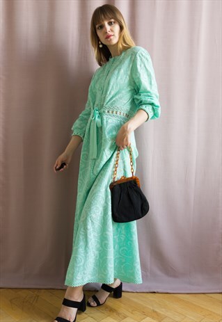 VINTAGE 60'S PLAYFUL KNITTED MAXI-DRESS