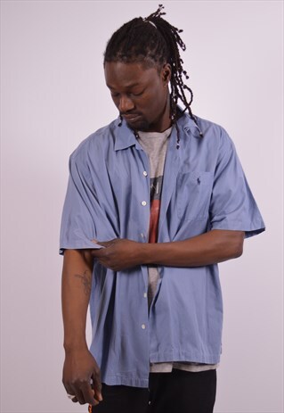 POLO RALPH LAUREN MENS VINTAGE SHIRT XL BLUE 90S