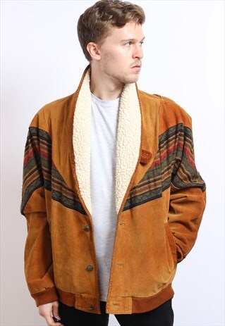 VINTAGE AZTEC FLEECE LINED JACKET