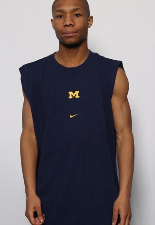 VINTAGE NIKE MICHIGAN LOGO VEST NAVY BLUE