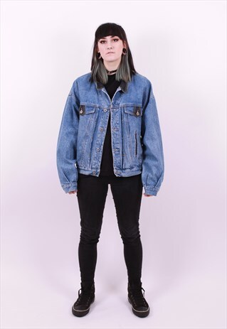 VINTAGE 80'S UNISEX OVERSIZED DENIM JACKET SIZE MEDIUM
