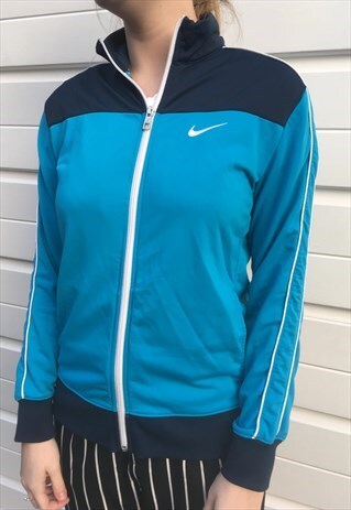 WOMENS NIKE JACKET LIGHT BLUE ZIPPER FESTIVAL SPORTSWEAR