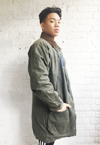 VINTAGE 90'S MENS HUNTER/WAX CORDUROY COLLAR OVERCOAT/PARKA