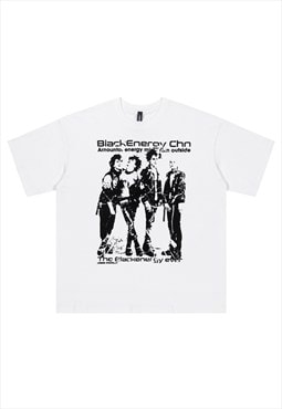 Punk band t-shirt old metalcore top grunge rocker tee white