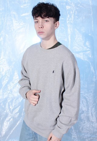 VINTAGE RALPH LAUREN GREY EMBROIDERED SWEATSHIRT