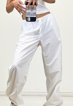 Y2K White Nike Loose Sweatpants Baggy Fit Adjustable 00's
