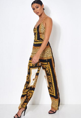 GOLD SCARF PRINT JUMPSUIT