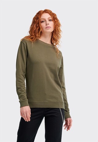 ALCOTT GREEN BASIC ROUND NECK SWEATSHIRT