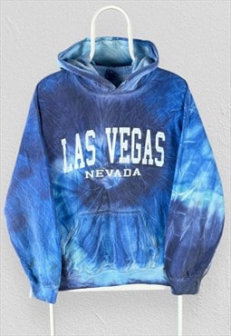 Vintage Blue Tie Dye Hoodie Las Vegas Nevada USA Mens Medium