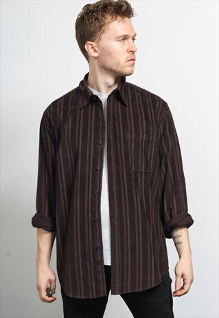 VINTAGE CORDUROY CORD STRIPED SHIRT