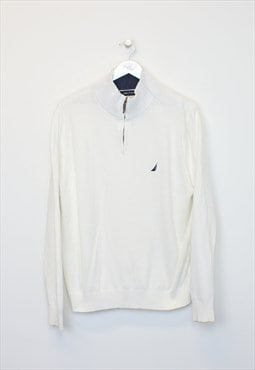 Vintage Nautica quarter zip sweatshirt in white. Best fits M