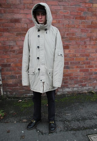 BEIGE YSL LONG PUFFER PARKA