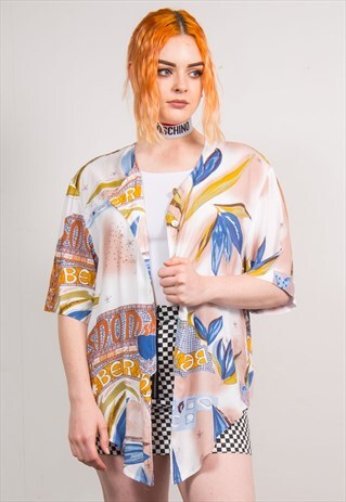 VINTAGE 90'S PASTEL COLOUR PRINT SHORT SLEEVE SHIRT