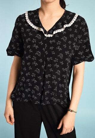 VINTAGE 90'S RETRO PARIS CHIC MINIMALIST BLOUSE TOP