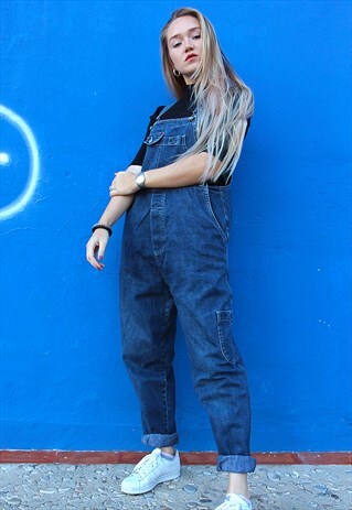 DARK BLUE DENIM DUNGAREES