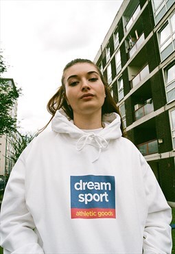 Hoodie in White with Dream Sport Printed Design 