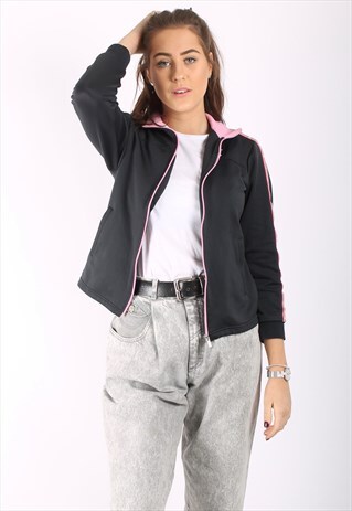 VINTAGE 90S PUMA TRACK JACKET IN GREY AND PINK