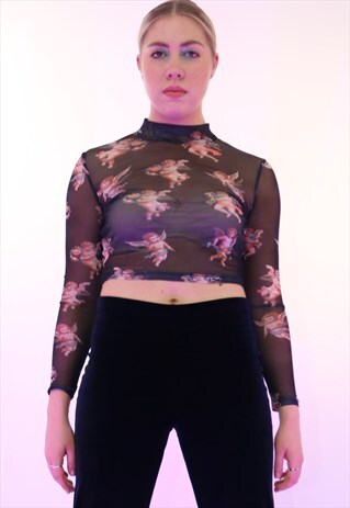 CHERUB/ANGEL MESH TOP IN BLACK