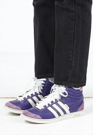 VINTAGE PURPLE ADIDAS LEATHER HI-TOPS TRAINERS