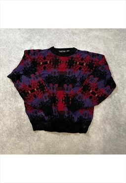 Vintage Abstract Knitted Jumper Funky Patterned Sweater