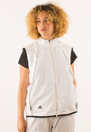 VINTAGE WHITE ADIDAS WINDBREAKER GILET JACKET