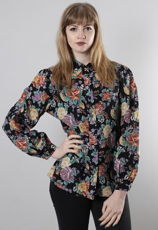 VINTAGE 80S FLORAL PATTERNED BLOUSE